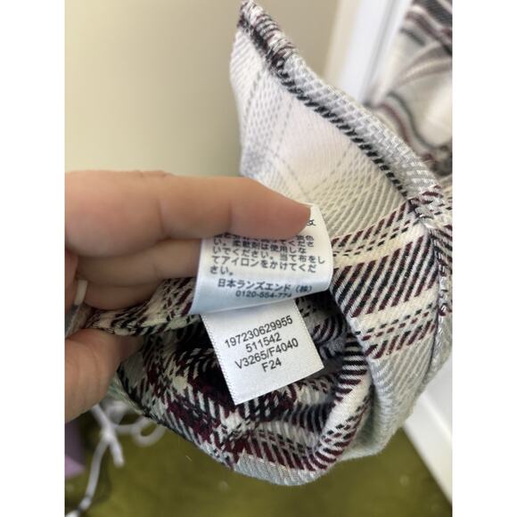 Lands End Rugged Plaid Flannel Button Down Shirt Size Large Cotton Chore Utility - Picture 8 of 8